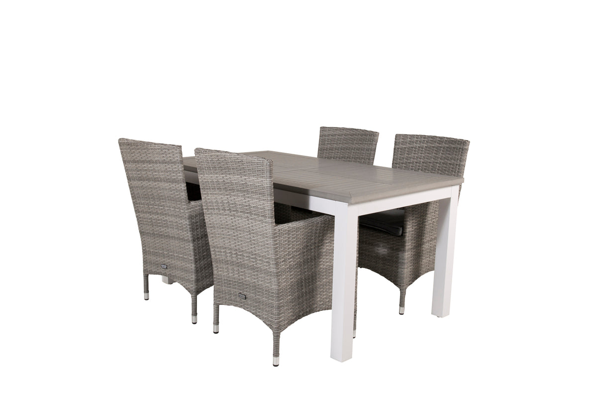 Albany & Malin Spisebord 152x90 + Spisestole Grå