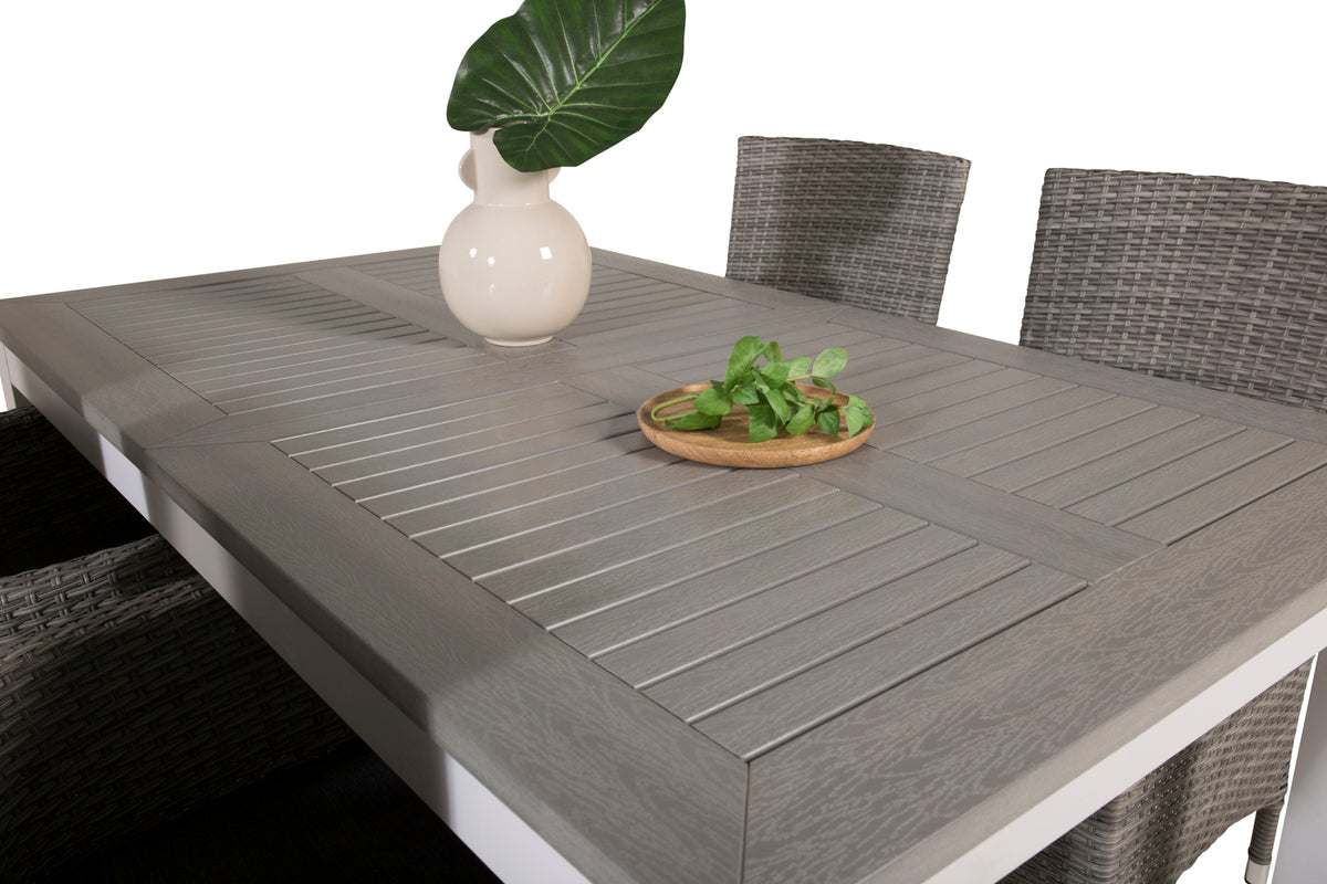 Albany & Malin Spisebord 152x90 + Spisestole Grå