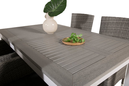 Albany & Malin Spisebord 152x90 + Spisestole Grå