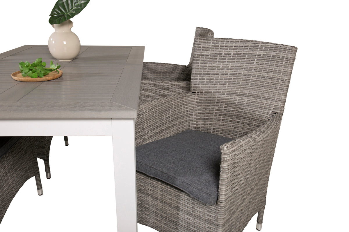 Albany & Malin Spisebord 152x90 + Spisestole Grå