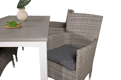 Albany & Malin Spisebord 152x90 + Spisestole Grå