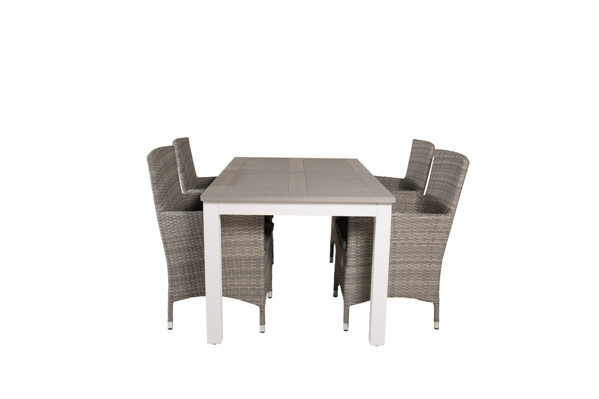 Albany & Malin Spisebord 152x90 + Spisestole Grå