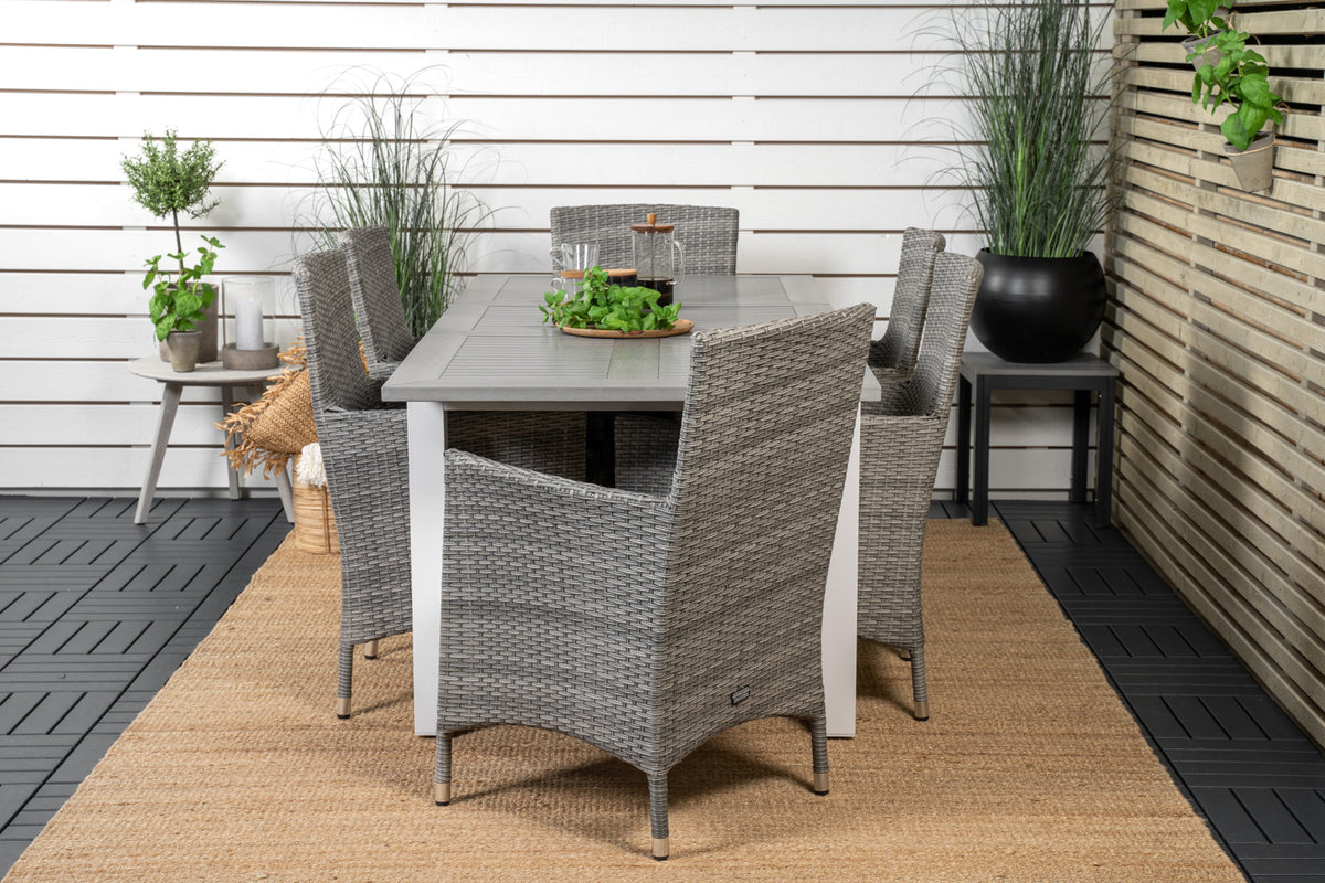 Albany & Malin Spisebord 152x90 + Spisestole Grå