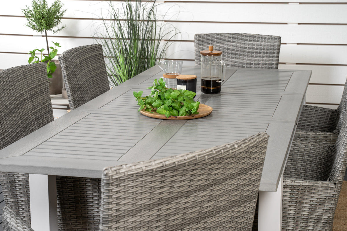 Albany & Malin Spisebord 152x90 + Spisestole Grå