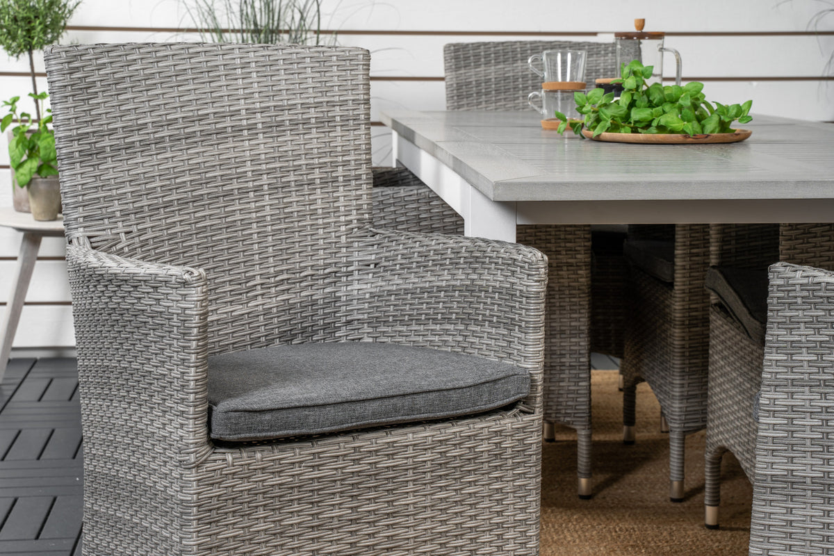 Albany & Malin Spisebord 152x90 + Spisestole Grå