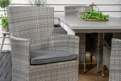 Albany & Malin Spisebord 152x90 + Spisestole Grå