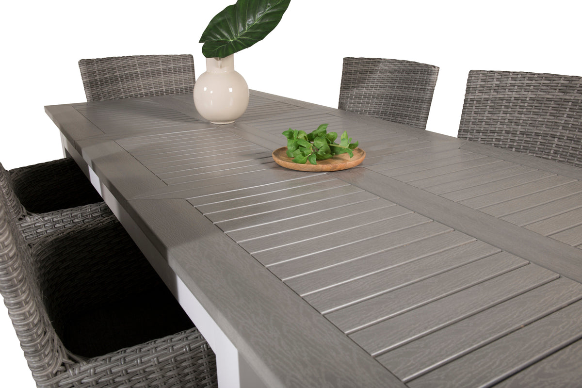 Albany & Malin Spisebord 152x90 + Spisestole Grå