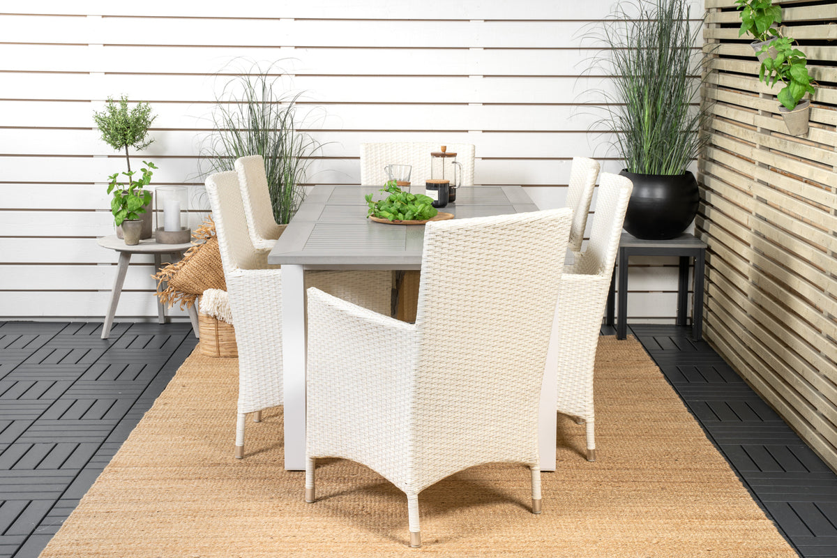 Albany & Malin Spisebord 152x90 + Spisestole Hvid