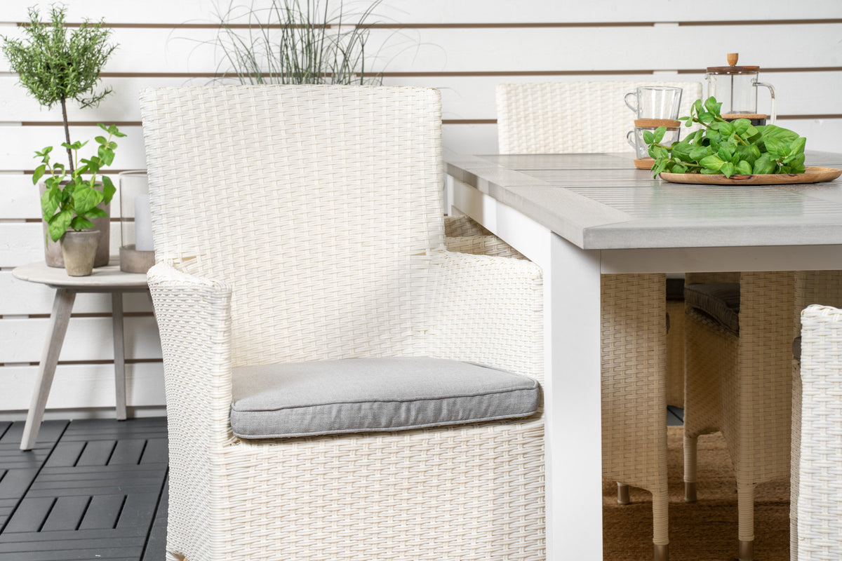 Albany & Malin Spisebord 152x90 + Spisestole Hvid