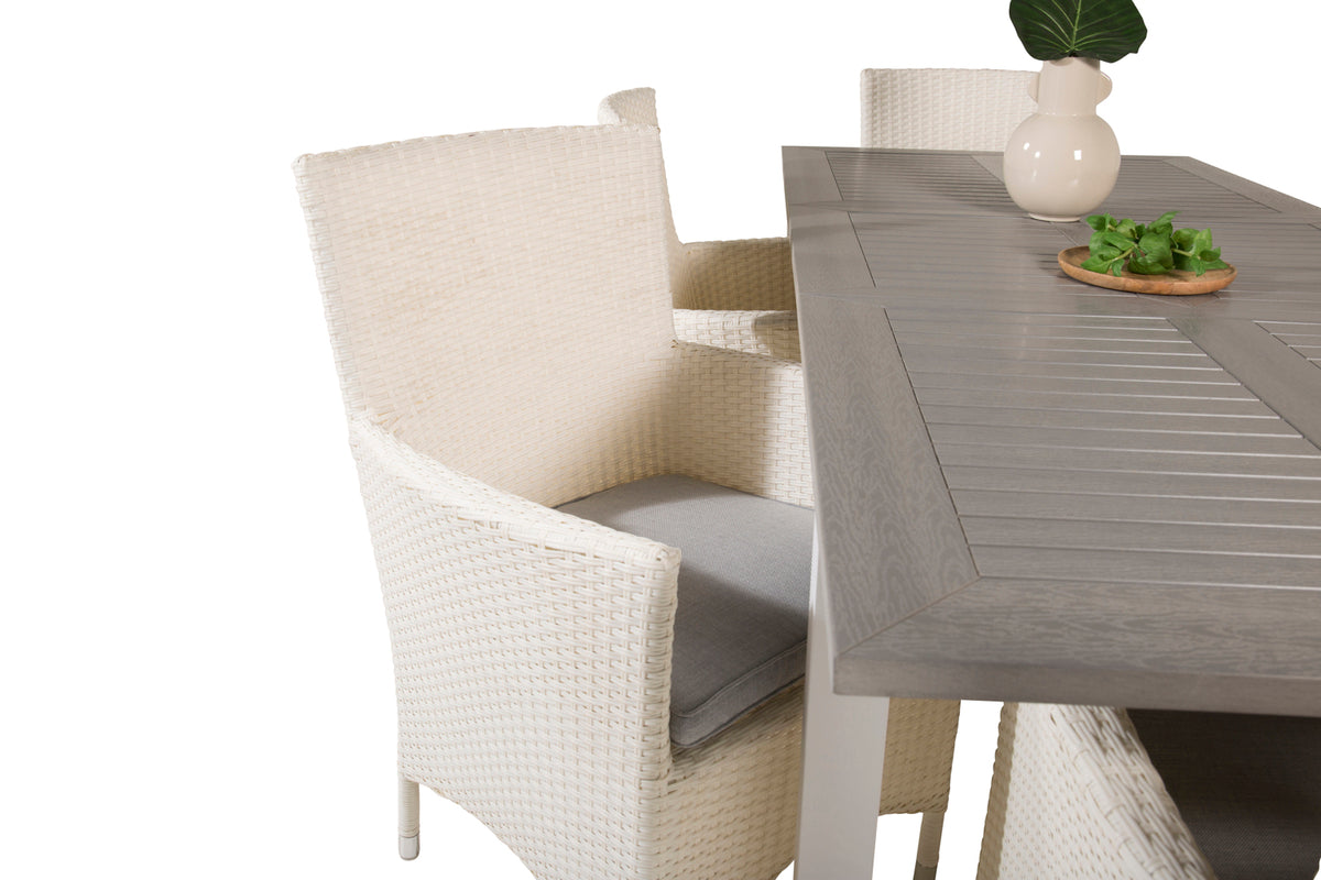 Albany & Malin Spisebord 152x90 + Spisestole Hvid