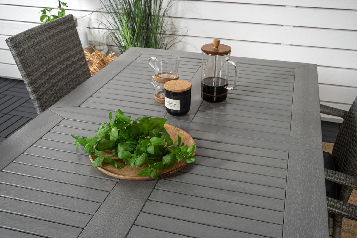 Albany & Anna Spisebord 152x90 + Spisestole Grå