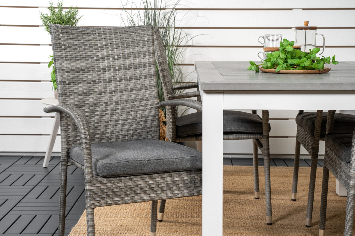 Albany & Anna Spisebord 152x90 + Spisestole Grå