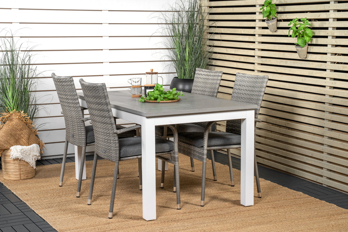 Albany & Anna Spisebord 152x90 + Spisestole Grå