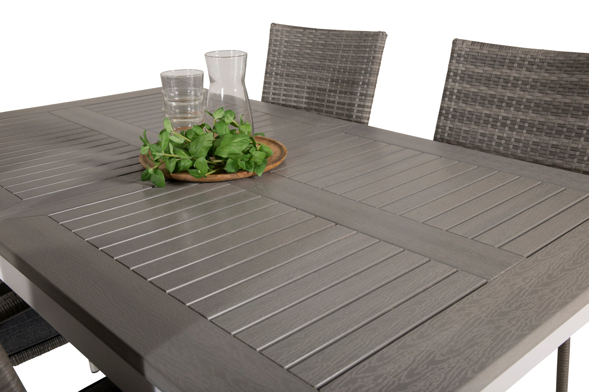 Albany & Anna Spisebord 152x90 + Spisestole Grå