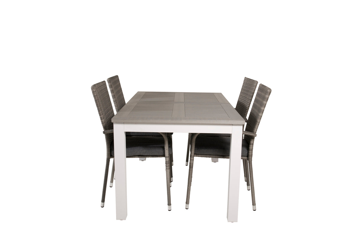 Albany & Anna Spisebord 152x90 + Spisestole Grå