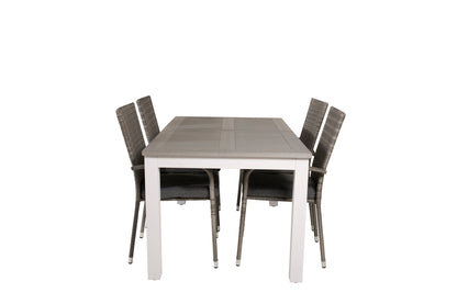 Albany & Anna Spisebord 152x90 + Spisestole Grå