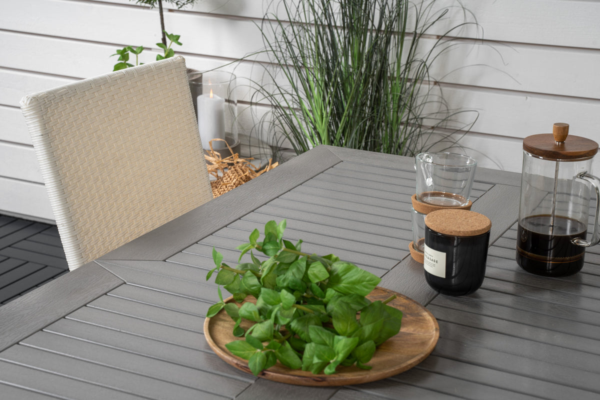 Albany & Anna Spisebord 152x90 + Spisestole Hvid