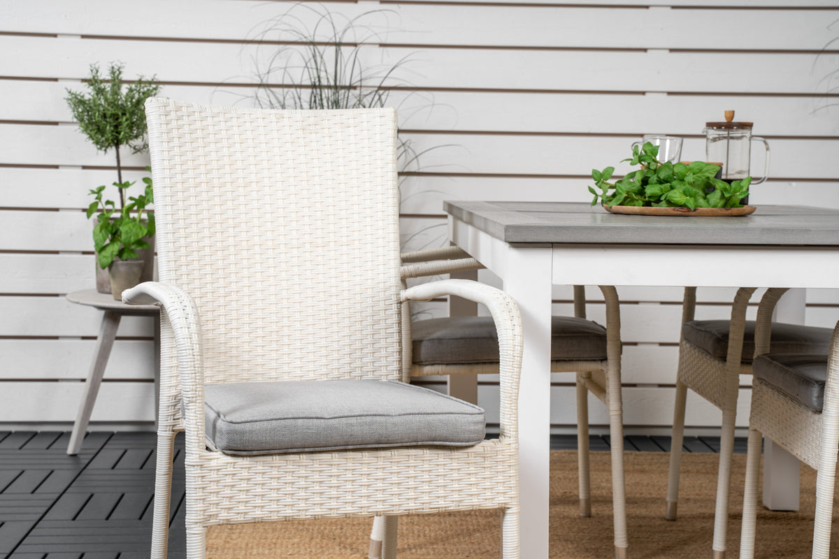 Albany & Anna Spisebord 152x90 + Spisestole Hvid