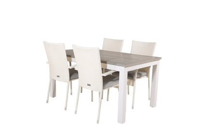 Albany & Anna Spisebord 152x90 + Spisestole Hvid