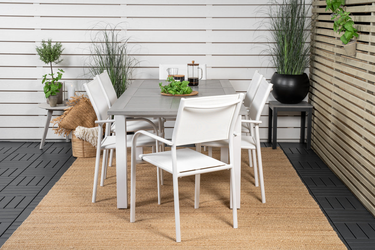 Albany & Santorini Spisebord 152x90 + Spisestole Hvid