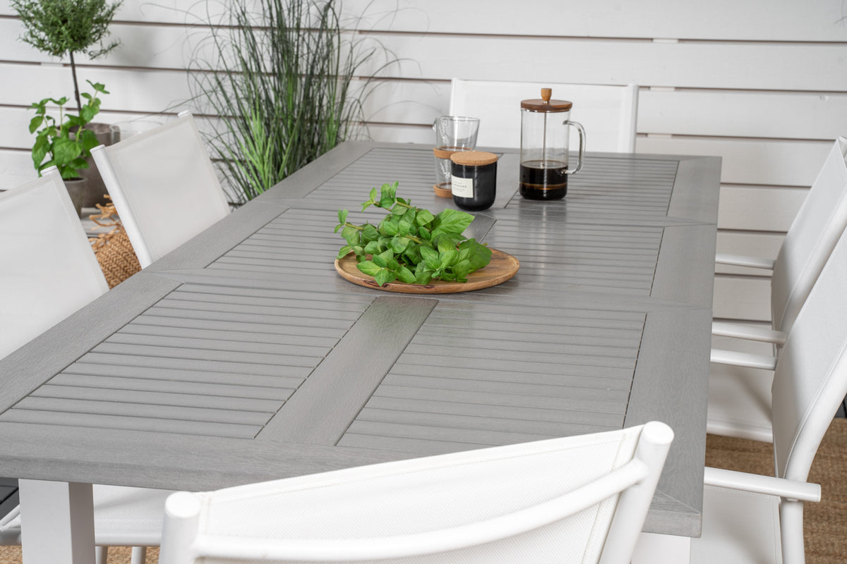 Albany & Santorini Spisebord 152x90 + Spisestole Hvid