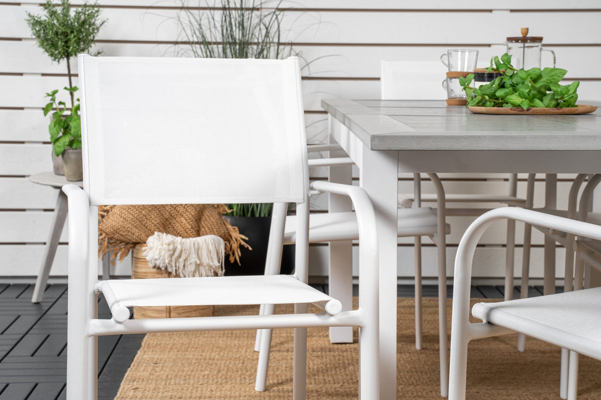 Albany & Santorini Spisebord 152x90 + Spisestole Hvid