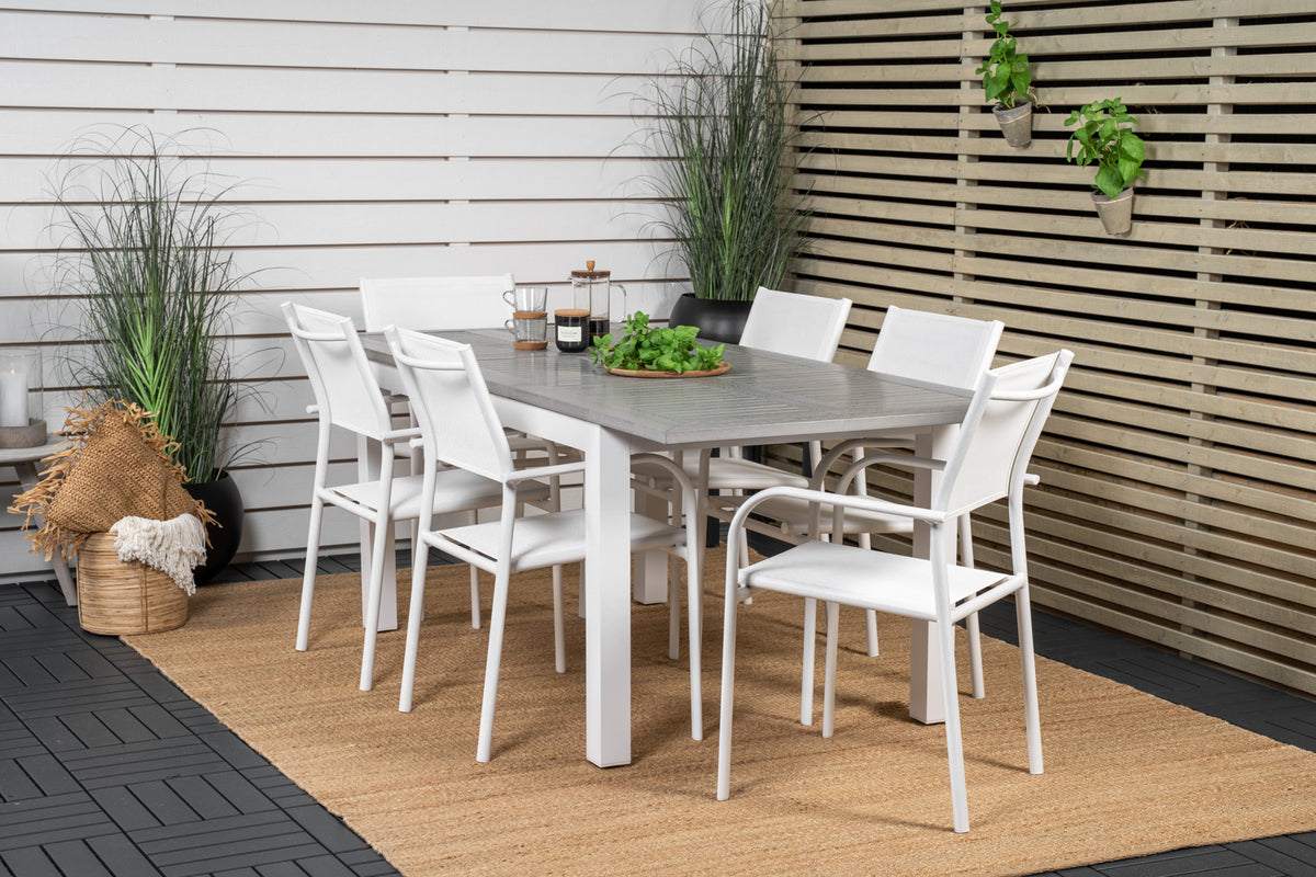 Albany & Santorini Spisebord 152x90 + Spisestole Hvid