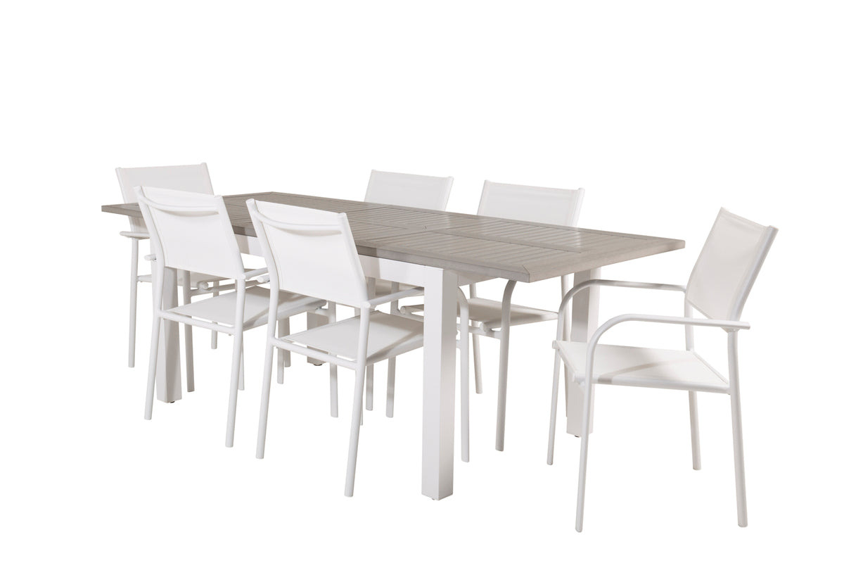 Albany & Santorini Spisebord 152x90 + Spisestole Hvid