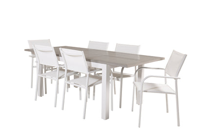 Albany & Santorini Spisebord 152x90 + Spisestole Hvid
