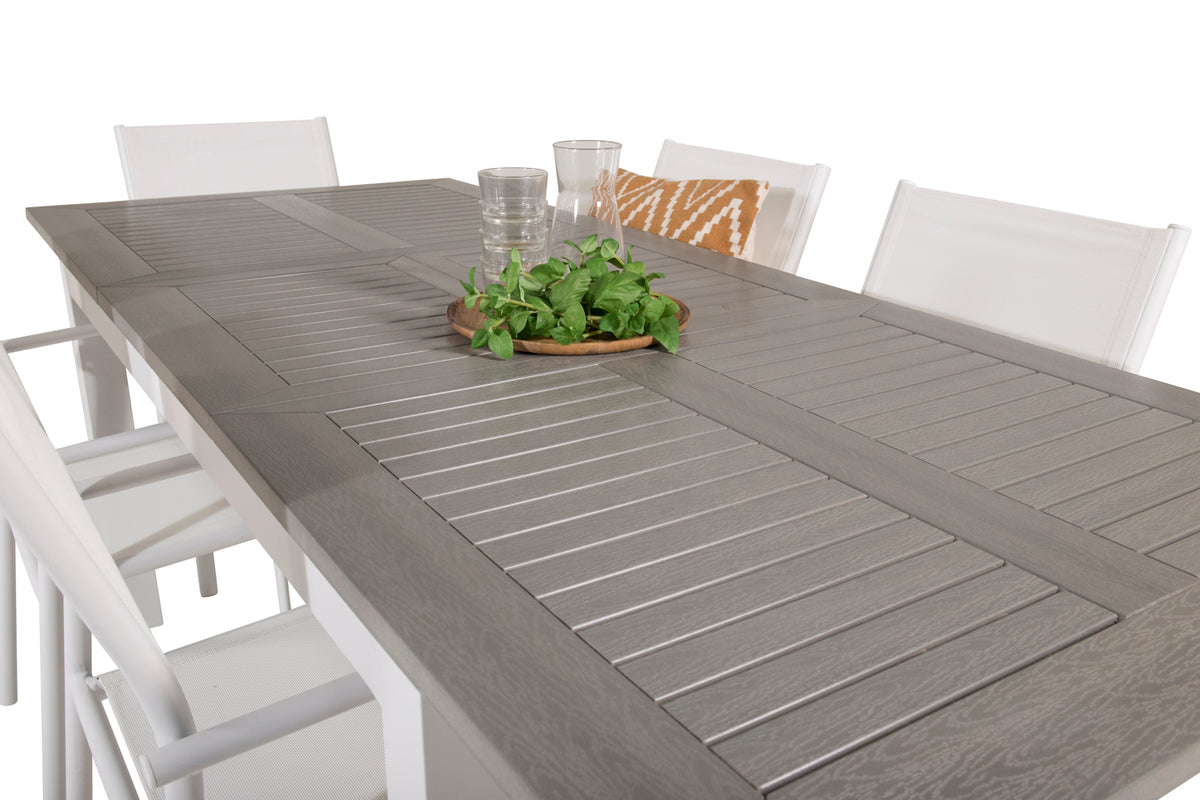 Albany & Santorini Spisebord 152x90 + Spisestole Hvid