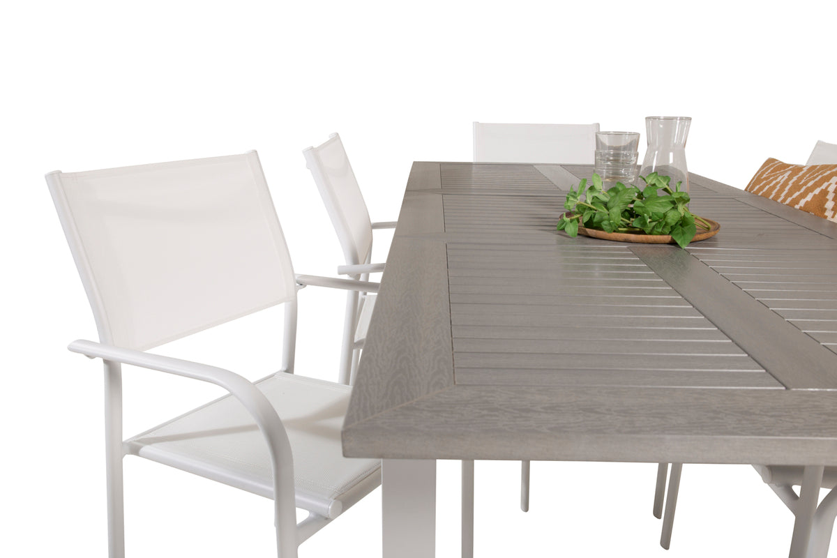 Albany & Santorini Spisebord 152x90 + Spisestole Hvid