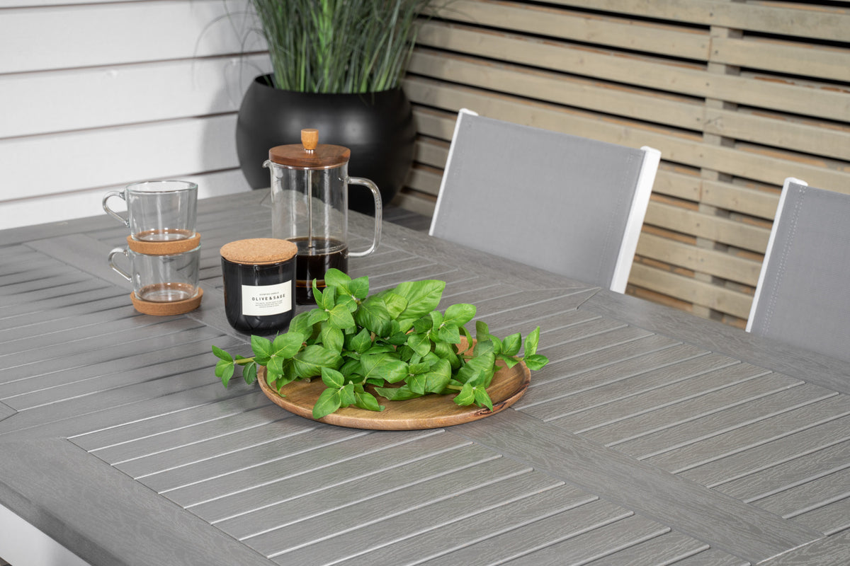 Albany & Parma Spisebord 152x90 + Spisestole Hvid