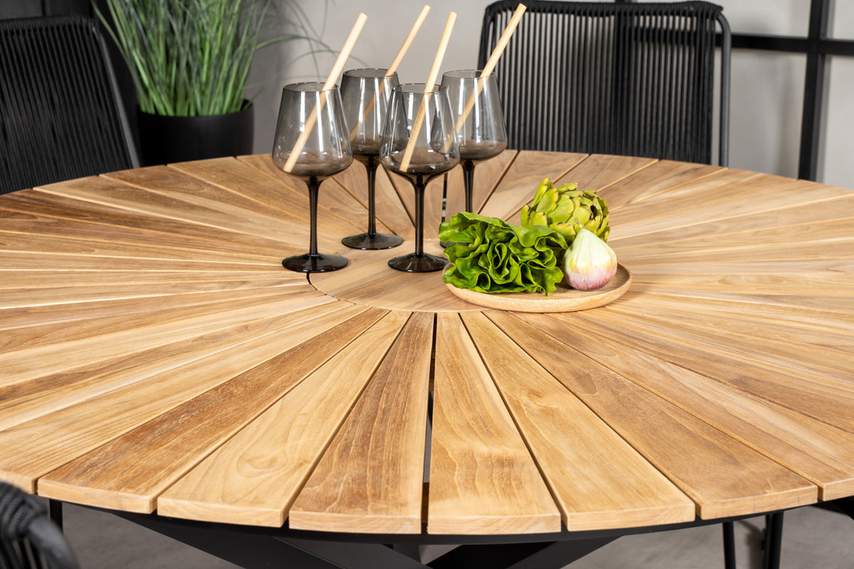 Mexico & Bois Spisebord ⌀140 + Spisestole Sort