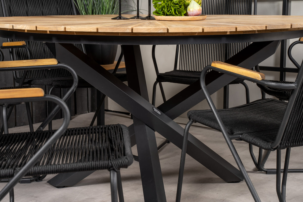 Mexico & Bois Spisebord ⌀140 + Spisestole Sort