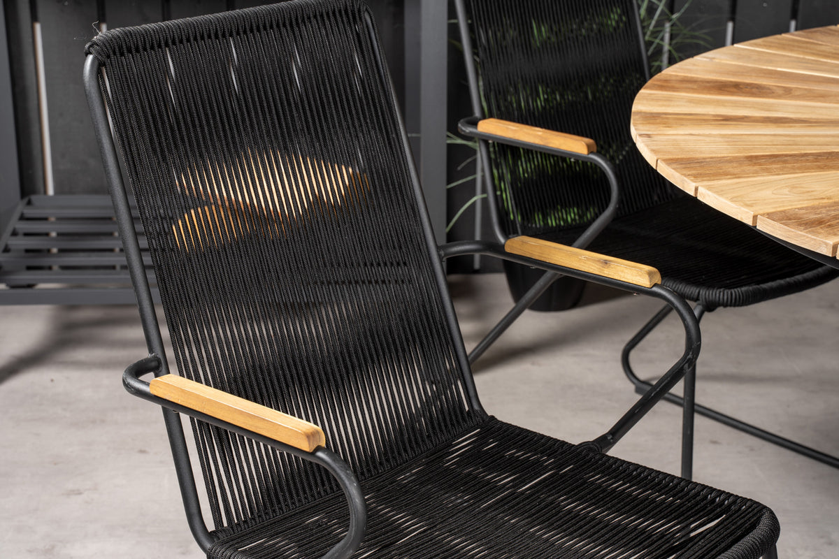 Mexico & Bois Spisebord ⌀140 + Spisestole Sort