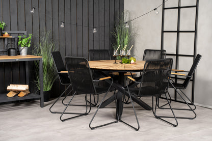 Mexico & Bois Spisebord ⌀140 + Spisestole Sort