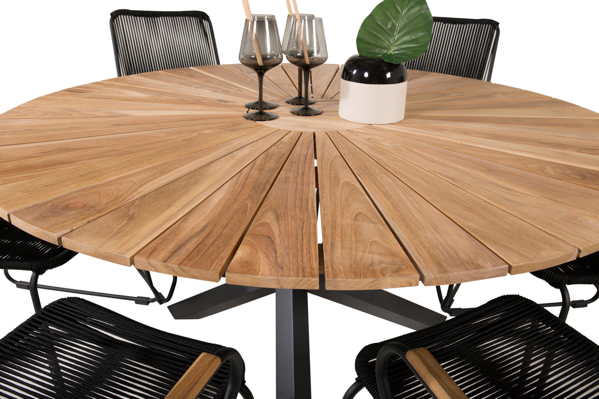 Mexico & Bois Spisebord ⌀140 + Spisestole Sort