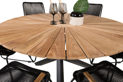 Mexico & Bois Spisebord ⌀140 + Spisestole Sort