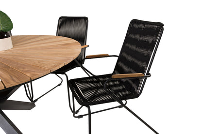 Mexico & Bois Spisebord ⌀140 + Spisestole Sort