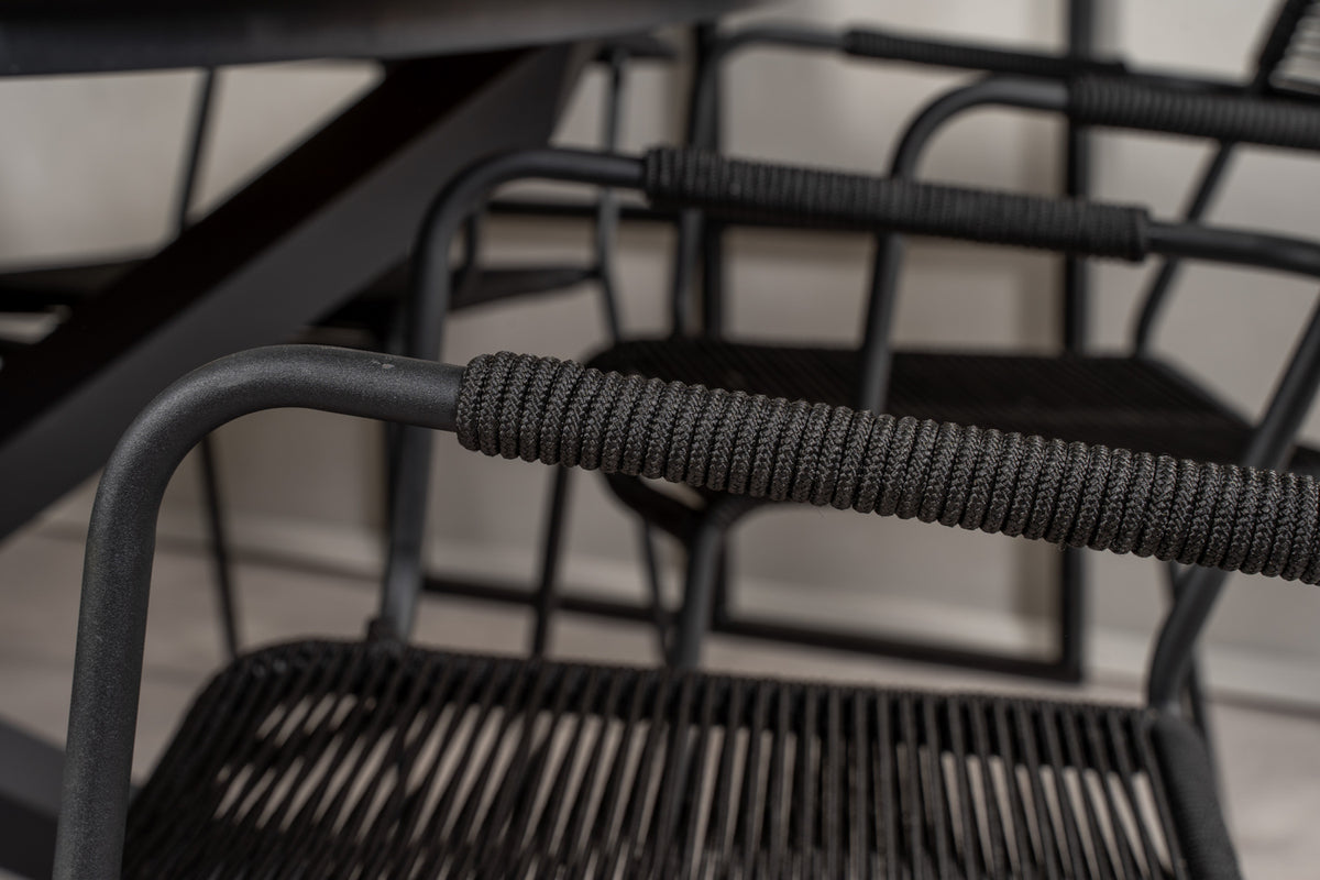 Mexico & Lindos Spisebord ⌀140 + Spisestole Sort