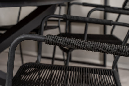 Mexico & Lindos Spisebord ⌀140 + Spisestole Sort