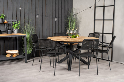 Mexico & Lindos Spisebord ⌀140 + Spisestole Sort