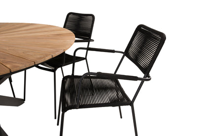 Mexico & Lindos Spisebord ⌀140 + Spisestole Sort