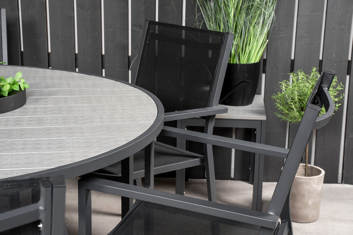 Copacabana & Parma Spisestole Sort + Rundt Spisebord ⌀140 Mørkegrå