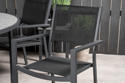 Copacabana & Parma Spisestole Sort + Rundt Spisebord ⌀140 Mørkegrå