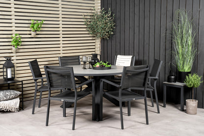 Copacabana & Parma Spisestole Sort + Rundt Spisebord ⌀140 Mørkegrå