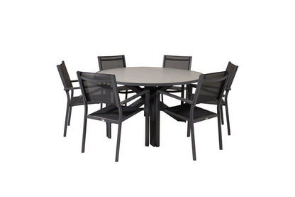 Copacabana & Parma Spisestole Sort + Rundt Spisebord ⌀140 Mørkegrå