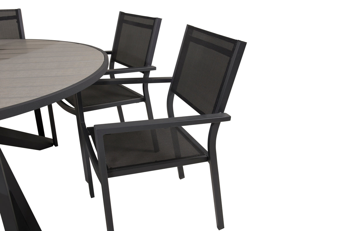 Copacabana & Parma Spisestole Sort + Rundt Spisebord ⌀140 Mørkegrå