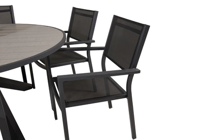 Copacabana & Parma Spisestole Sort + Rundt Spisebord ⌀140 Mørkegrå