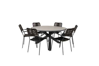 Parma & Lindos Spisebord ⌀140 + Spisestole Sort